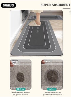 DUNISO 2 PCS  Kitchen Mats and Rugs Set , Non Slip Heavy Duty Standing Mat, Quick Dry Diatom Mud Floor Mat,  Extra Soft and Absorbent Floor Mats for  Kitchen, Bath, Office, Laundry(40*60cm+40*120cm)  - Image 2
