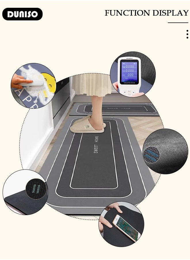 DUNISO - 2 PCS  Kitchen Mats and Rugs Set , Non Slip Heavy Duty Standing Mat, Quick Dry Diatom Mud Floor Mat,  Extra Soft and Absorbent Floor Mats for  Kitchen, Bath, Office, Laundry(40*60cm+40*120cm) - Image 1
