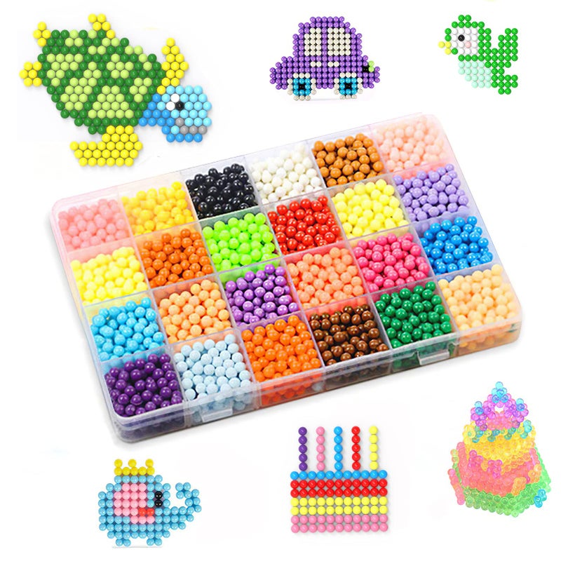 NonIron Fuse Beads Kit 5mm 24 Colors 3600 No Heat Beads Refill Accessories Pack for Christmas Tree Decorations