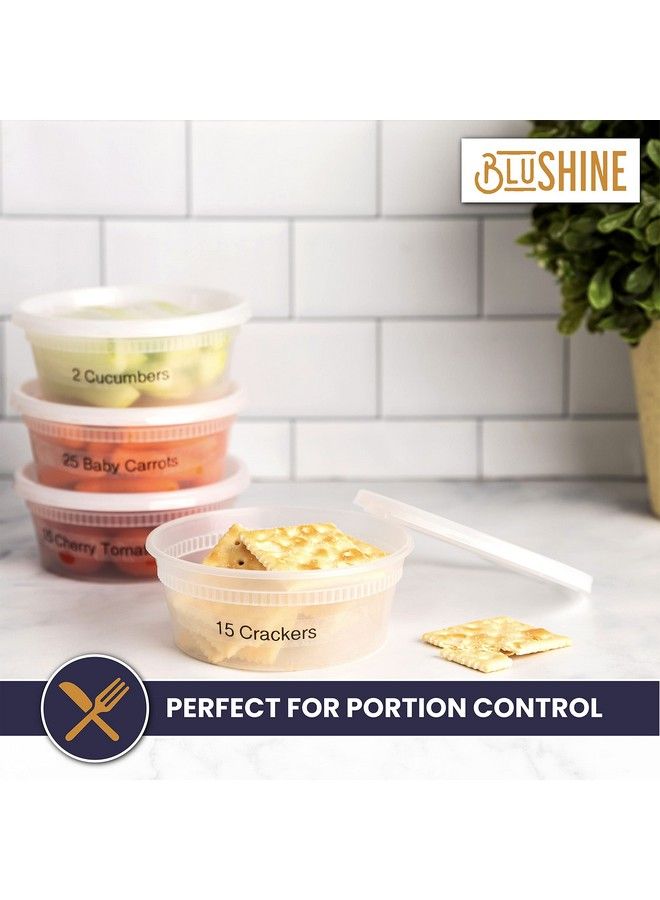 BluShine [40 Sets] 8 Oz. Plastic Deli Food Storage Containers With Airtight Leak Proof Lids Reusable Microwave Fridge And Freezer Safe - Image 4