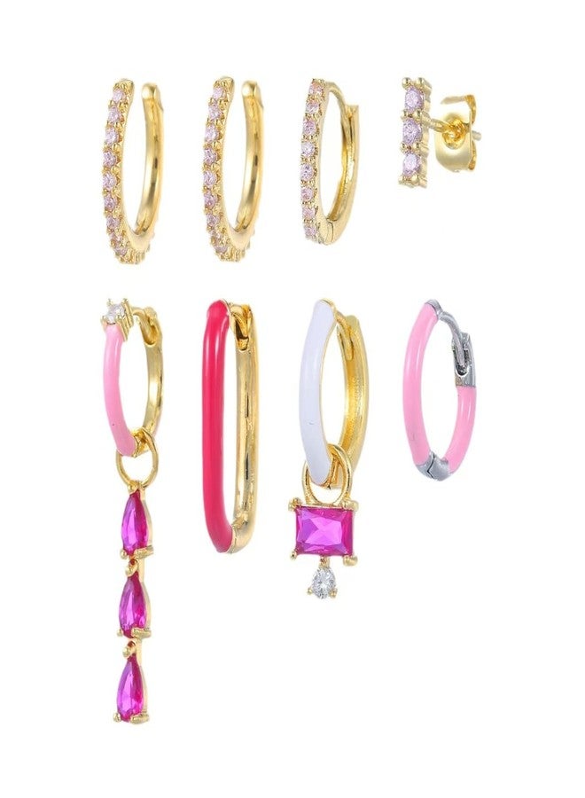 Yewkit Gold Hoop Earrings Set for Women, 7Pcs 14K Gold Plated Hypoallergenic Multiple Piercing Earrings for Women Jewelry Gift, Large, Bronze, No Gemstone - Image 1
