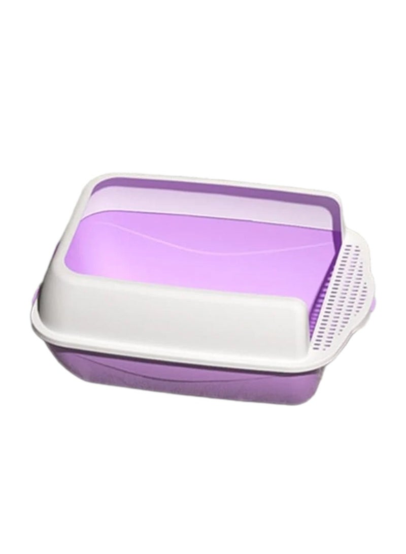 وعاء فضلات كيتي مفتوح من الأعلى لوازم طويلة قابلة للفصل كبيرة شبه مغلقة مقاومة للبقع وزيادة مرحاض القطط - Image 1