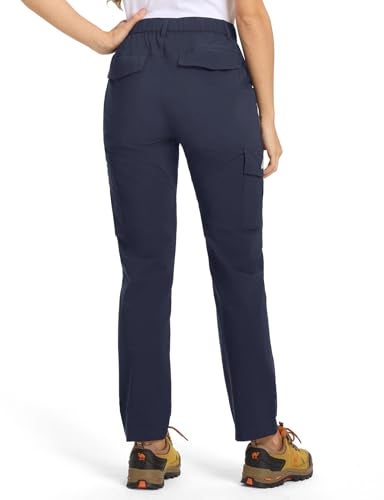 TBMPOY Womens Hiking Cargo Pants Lightweight Water Resistant Quick Dry Fishing Camping Travel Work Pant with 6 Pockets Navy XL - Image 3