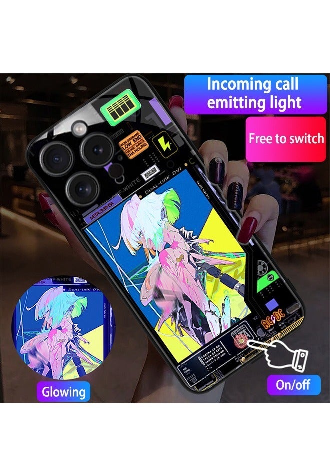 X-level With LED iPhone 15 Pro Case,Colorful Glowing Tempered Glass Back Cover Bumper Shockproof,for Cool Women and Trendy Men,Protective Lens protector Voice Call Flash Wireless Charging Accessory - Image 5