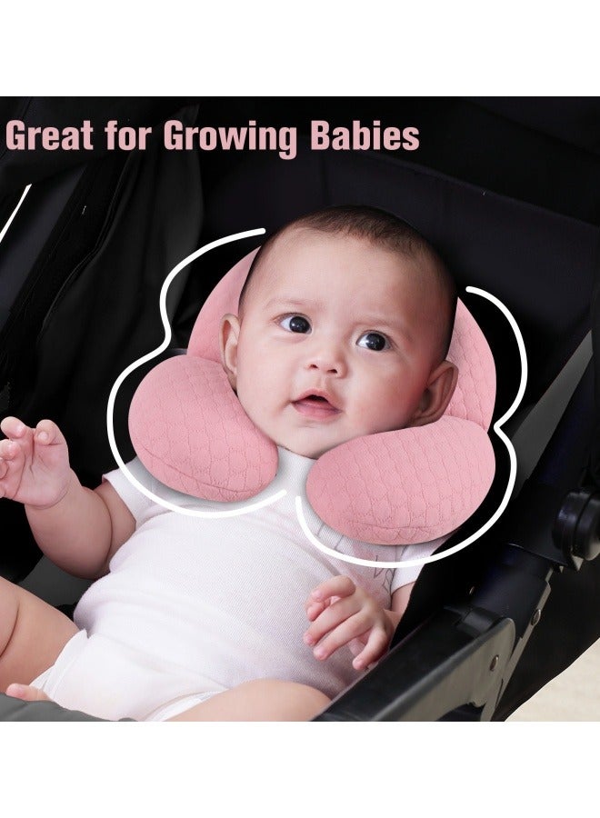 KAKIBLIN Baby Head Pillow, Oval Neck Pillows for Car Seat & Stroller, Flat Head Support Pillow for Newborn Infant Travel, Breathable Baby Car Seat Pillow (Pink) - Image 4
