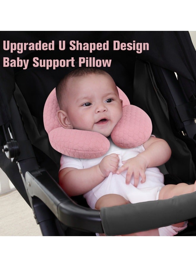 KAKIBLIN Baby Head Pillow, Oval Neck Pillows for Car Seat & Stroller, Flat Head Support Pillow for Newborn Infant Travel, Breathable Baby Car Seat Pillow (Pink) - Image 3
