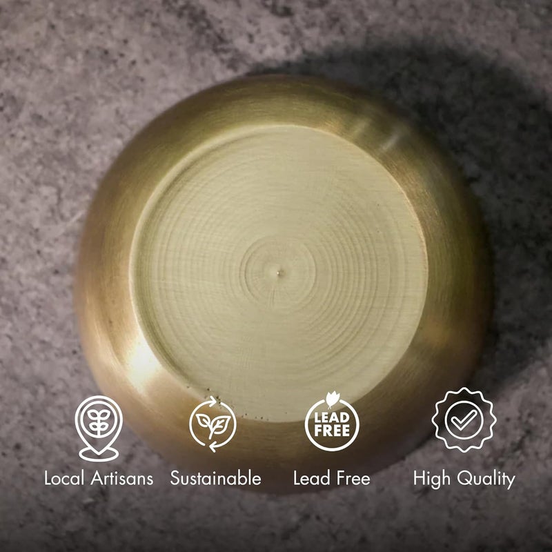 AMBI Pure Kansa Elegant Large Serving Bowl 9 inches 2L 1KG Traditional Indian Bowl for Serving Pooja Durable and Elegant Bronze Tableware - Image 5