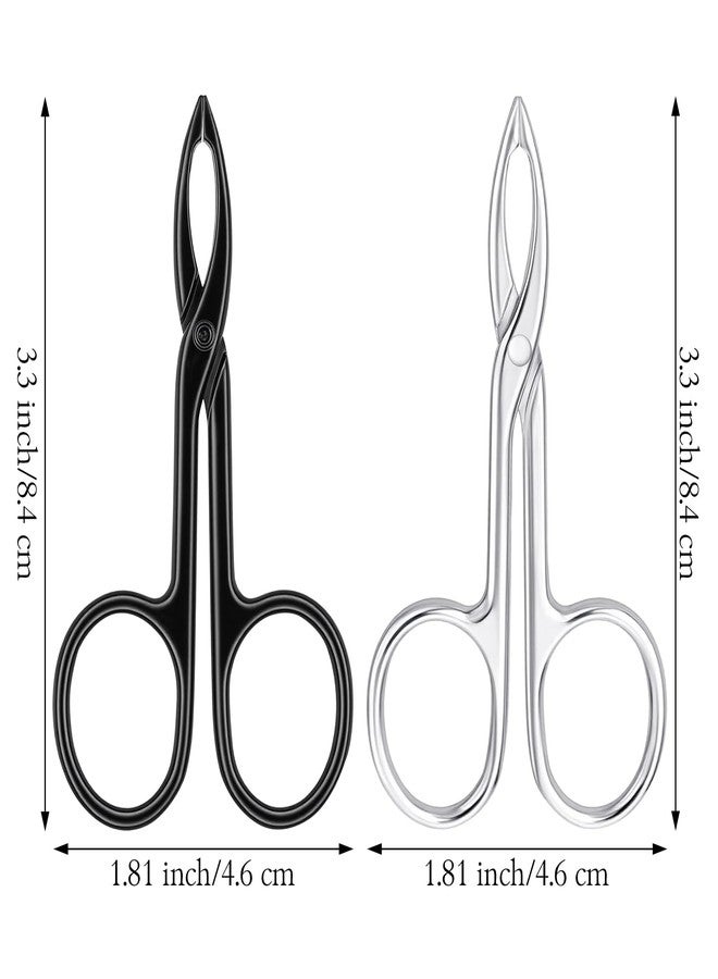 Bremorou 2 Pieces Tweezers Scissor Handle Scissor Tweezers for Eyebrows Straight Tip Scissors Shaped Eyebrows Tweezer for Hair Plucker Remover Facial Hair Eyebrow Care Women Men (Silver and Black - Image 2