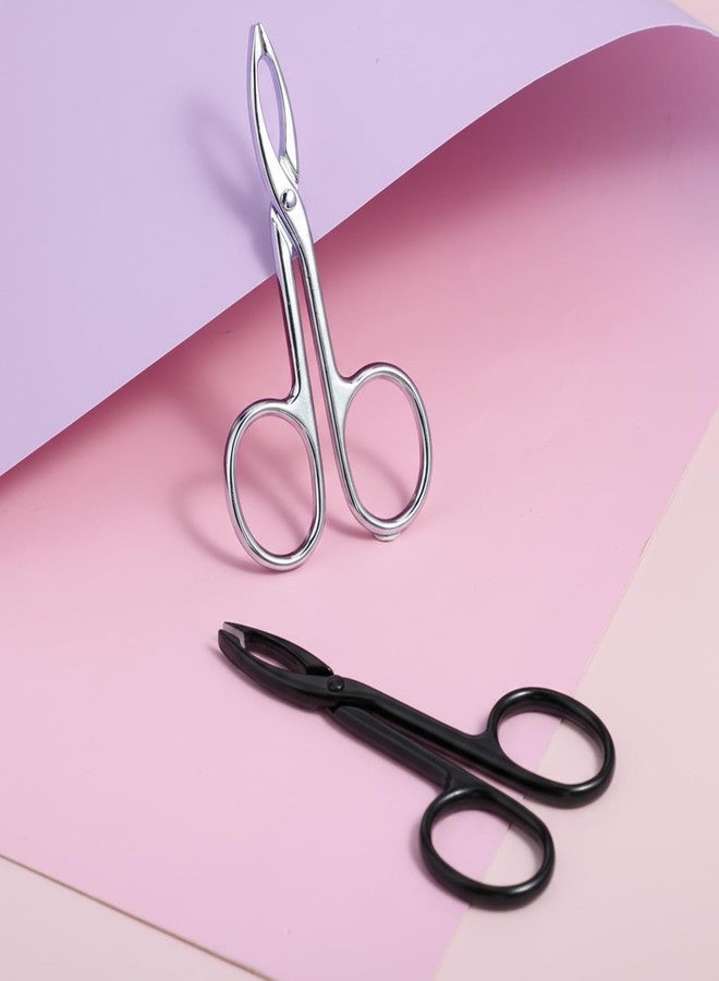 Bremorou 2 Pieces Tweezers Scissor Handle Scissor Tweezers for Eyebrows Straight Tip Scissors Shaped Eyebrows Tweezer for Hair Plucker Remover Facial Hair Eyebrow Care Women Men (Silver and Black - Image 3