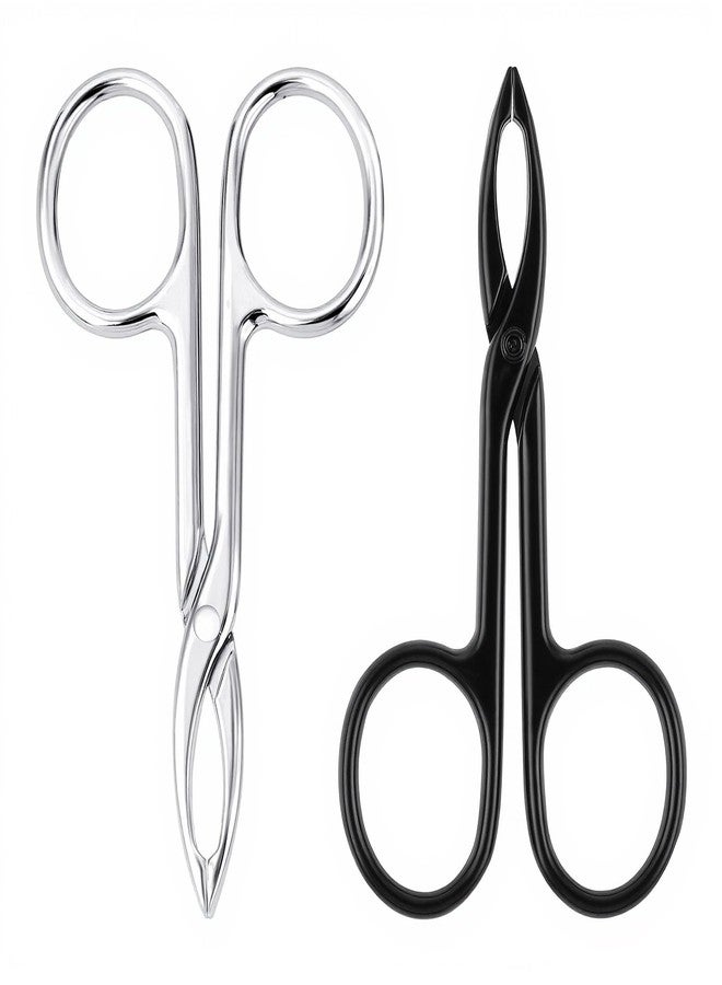 Bremorou 2 Pieces Tweezers Scissor Handle Scissor Tweezers for Eyebrows Straight Tip Scissors Shaped Eyebrows Tweezer for Hair Plucker Remover Facial Hair Eyebrow Care Women Men (Silver and Black - Image 1