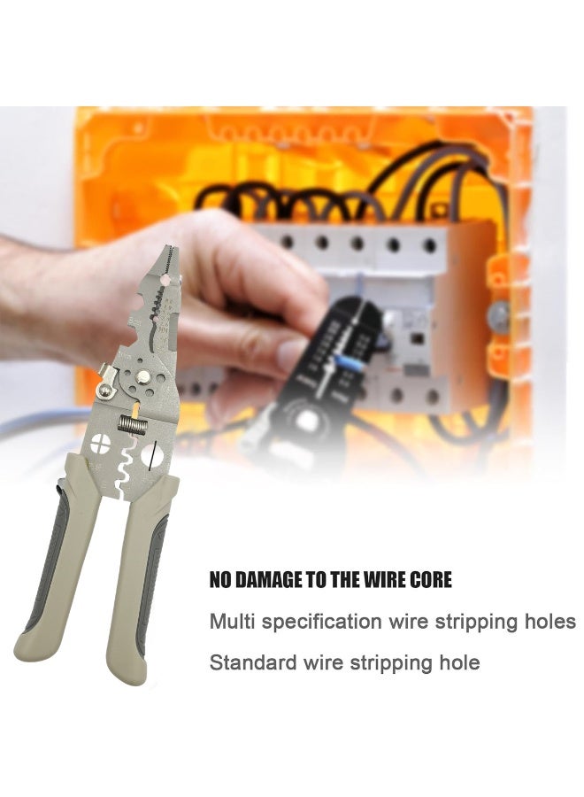 Multifunction Wire Stripper Cutter Crimper Tool 20.5cm, Heavy Duty Chrome Vanadium Steel Wire Stripping Pliers with Cutting, Crimping, Looping, Screw Tightening, Insulated Cable Stripper for Electrical, Automotive, DIY Work - Image 2
