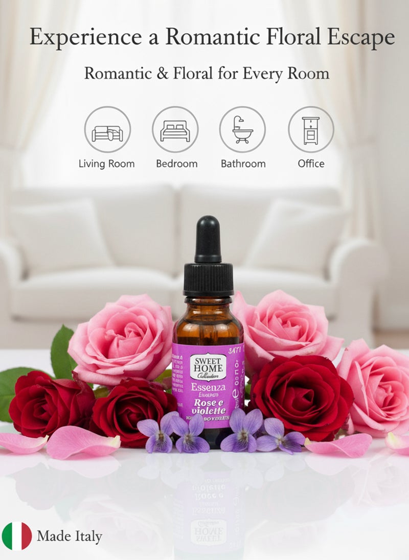 سويت هوم إسنسز - زيت عطري برائحة الورد والبنفسج، ١٥ مل | عطر زهري رومانسي للفواحات والشموع ومعطرات المنزل | مزيج منعش من الورد والبنفسج يدوم طويلًا لأجواء فاخرة ومريحة - Image 2