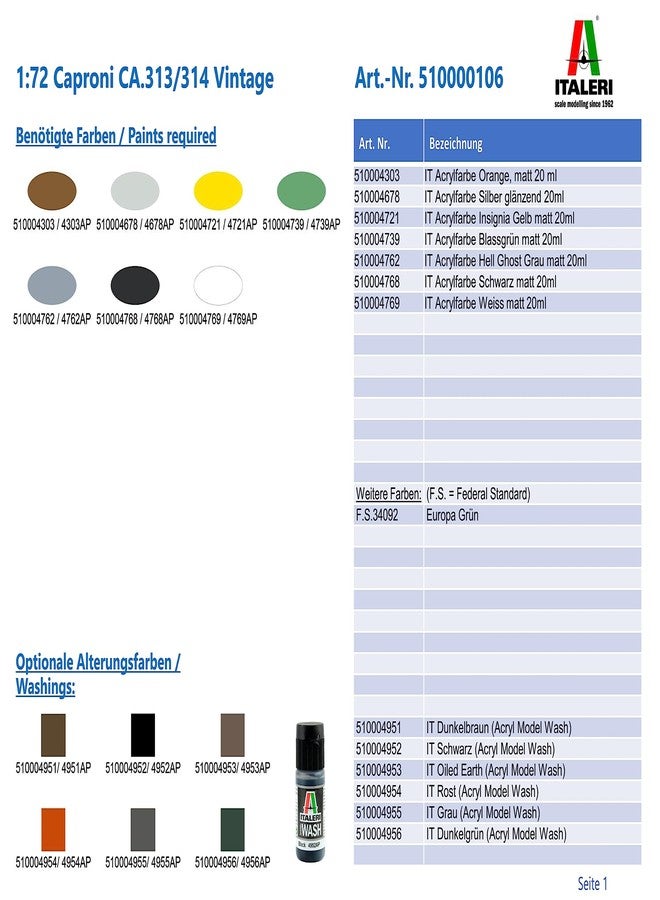 Italeri -106 Caproni CA.313 CA.314, Italaerei Vintage Edition 60 Years, Scale 1:72, Model Kit, Plastic Model to Assemble, Modeling, Multicoloured, IT0106 - Image 4