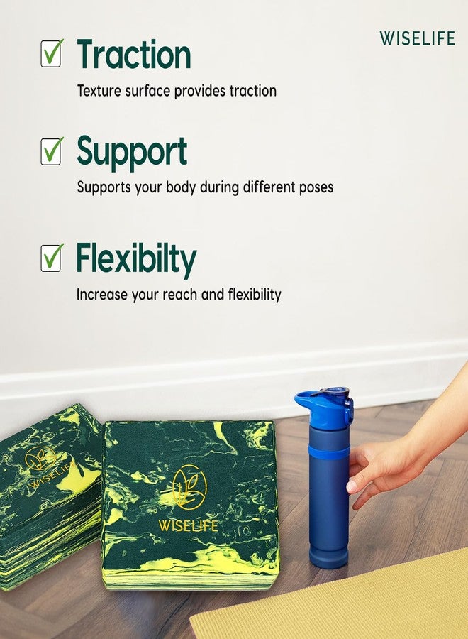 WiseLife Green Marble Yoga Block | Yoga Brick (Set Of 2, Extra Large Size), High Density Premium EVA Foam Material, Soft Surface for balance, support & performance, Yoga Props (Green Marble) - Image 5
