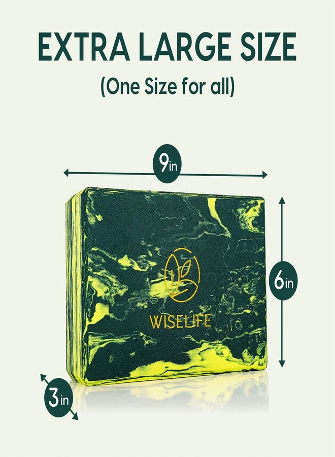 WiseLife Green Marble Yoga Block | Yoga Brick (Set Of 2, Extra Large Size), High Density Premium EVA Foam Material, Soft Surface for balance, support & performance, Yoga Props (Green Marble) - Image 3