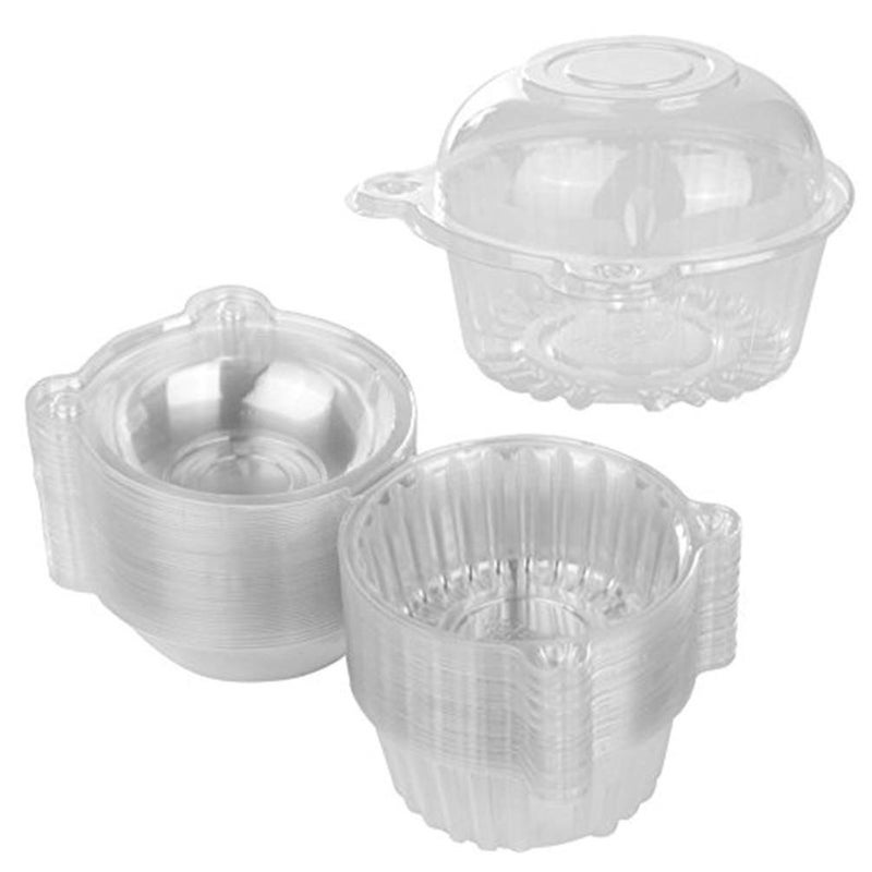 BlueSnail BlueSnail 50 pieces Plastic Single Individual Cupcake Muffin Dome Holders Cases Boxes Cups Pods  - Image 1