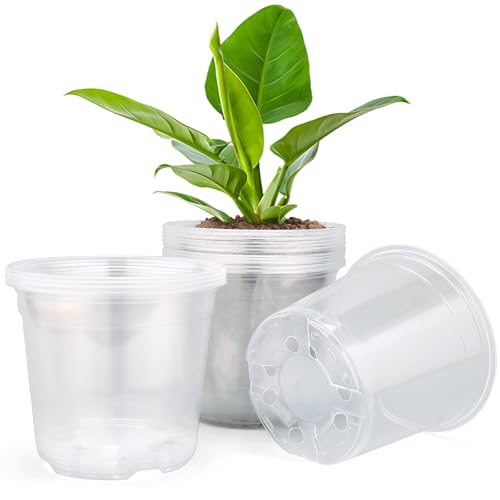 DUNPUTE 15 Pack Clear Nursery Pots with Drainage Holes 3 Inch Seed Starting Plastic Plant Pots Transparent Variety Pack Flexible Garden Pot for Outdoor Indoor Clear 3 Inch - Image 1