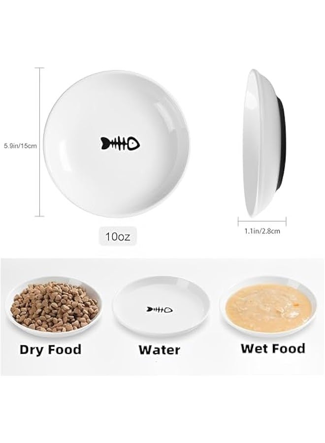 بيوينتي بيونتي وعاء طعام للقطط من 3 قطع، اوعية صحية من السيراميك للقطط في الاماكن المغلقة، مجموعة اطباق قطط مضادة للتعب، اطباق عريضة مسطحة للطعام والماء، قاعدة سيليكون غير قابلة للانزلاق - Image 2