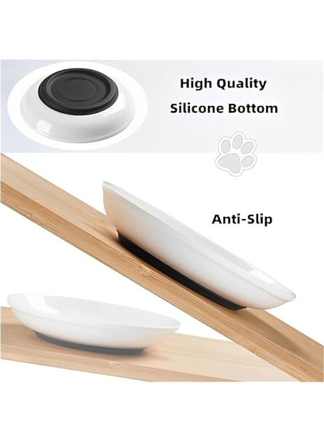 بيوينتي بيونتي وعاء طعام للقطط من 3 قطع، اوعية صحية من السيراميك للقطط في الاماكن المغلقة، مجموعة اطباق قطط مضادة للتعب، اطباق عريضة مسطحة للطعام والماء، قاعدة سيليكون غير قابلة للانزلاق - Image 3