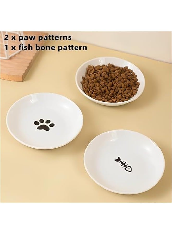 بيوينتي بيونتي وعاء طعام للقطط من 3 قطع، اوعية صحية من السيراميك للقطط في الاماكن المغلقة، مجموعة اطباق قطط مضادة للتعب، اطباق عريضة مسطحة للطعام والماء، قاعدة سيليكون غير قابلة للانزلاق - Image 5