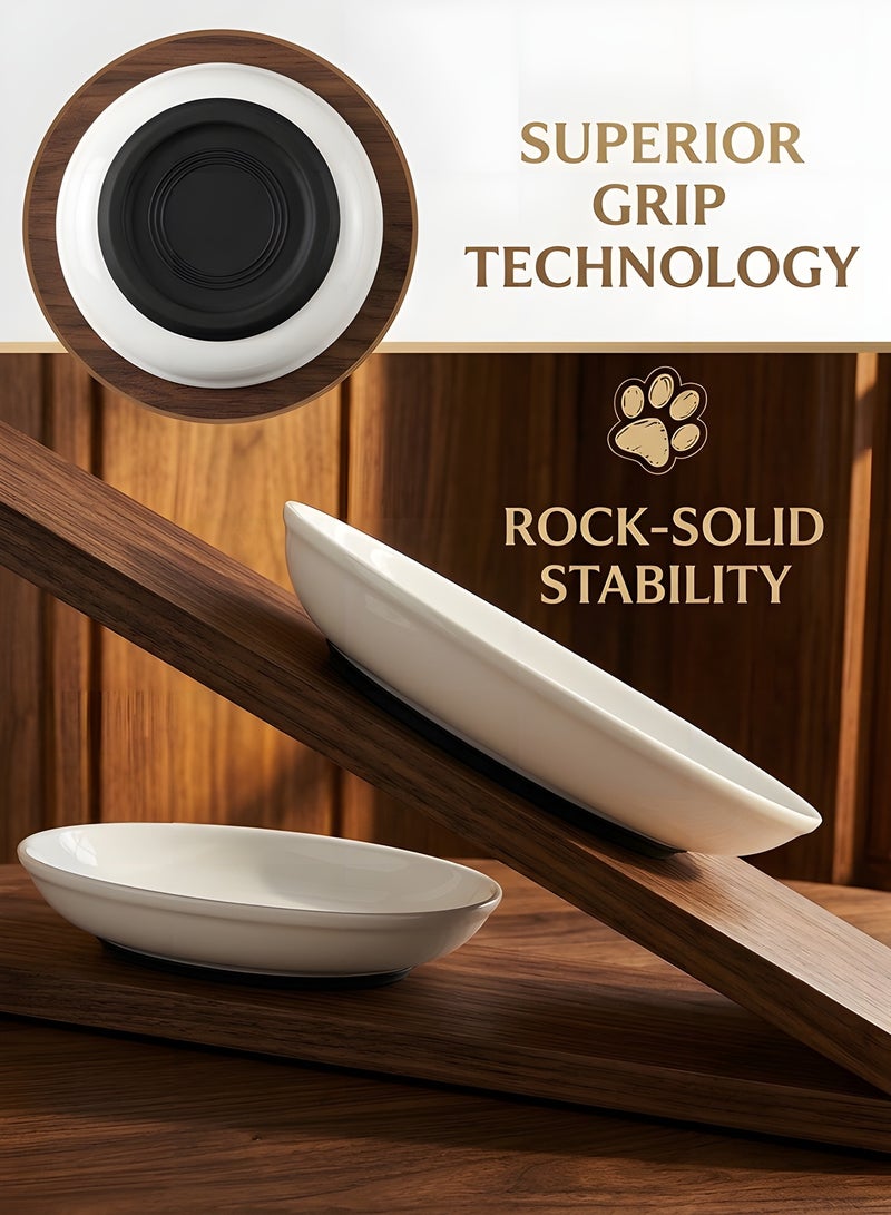 Beauenty 3pcs Cat Food Bowl,Healthy Ceramic Cat Bowls for Indoor Cats,Anti-Whisker Fatigue Cat Dishes Set,Shallow Wide Kitten Plates for Food and Water,Non-Slip Silicone Bottom - Image 3