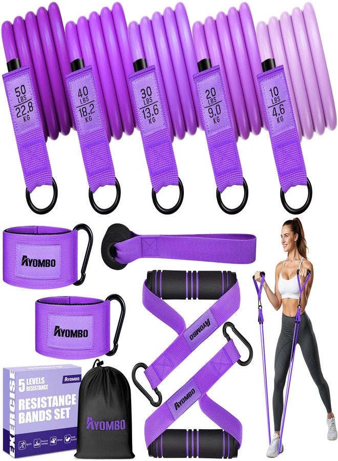 Ayombo Resistance Bands for Working Out, Exercise Bands with Handles, Fitness Bands with Door Anchor and Ankle Straps, Use to Heavy Resistance Training, Physical Therapy, Yoga, Home Gym Workout Equipment Set - Image 1