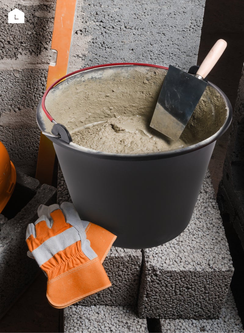 LAWAZIM Plastic Bucket -10L, Black - Multi-Use Utility Container with Ergonomic Handle, Stackable Design, Weather-Resistant Build - Ideal for Construction, Gardening, and Workshop Use - Image 4