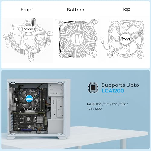 Foxin FCF 001 CPU Cooling Fan | CPU Cooler 90mm RGB Fan | Hydramatic Bearing | 2500 RPM & Airflow 45 CFM | 4-Pin PWM Connector | Compatible with Intel LGA1200 & AMD AM2/AM3/AM4/AM5 - Image 5