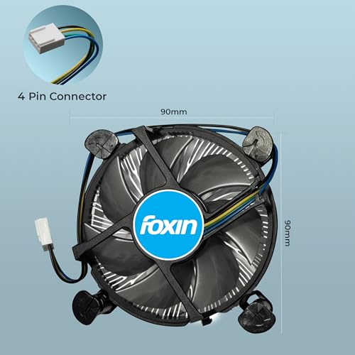 Foxin FCF 001 CPU Cooling Fan | CPU Cooler 90mm RGB Fan | Hydramatic Bearing | 2500 RPM & Airflow 45 CFM | 4-Pin PWM Connector | Compatible with Intel LGA1200 & AMD AM2/AM3/AM4/AM5 - Image 4
