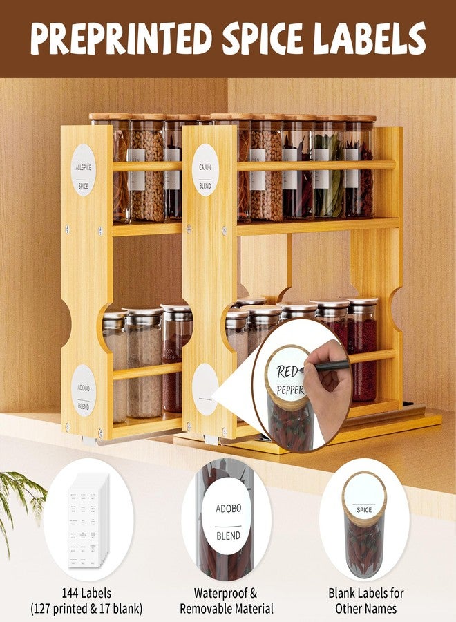 Jolitac Bamboo Pull Out Spice Rack for Cabinet, Slide Out Drawers, Space-Saving Seasoning Kitchen Pantry Sliding Vertical Organization, Easy to Install, 12.3" Wide, 4 Drawers(1.85" Wide), 2-Tier - Image 3