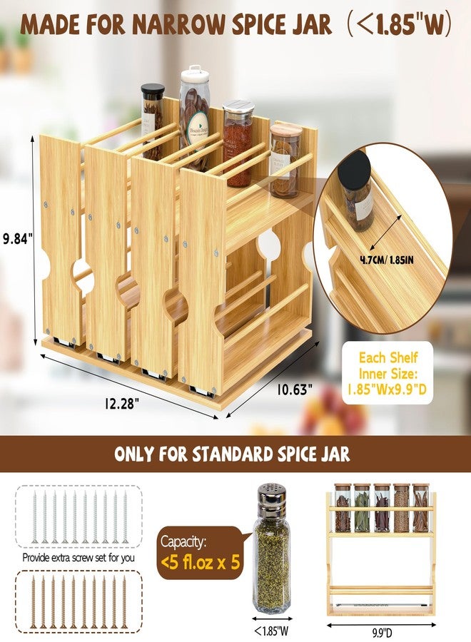 Jolitac Bamboo Pull Out Spice Rack for Cabinet, Slide Out Drawers, Space-Saving Seasoning Kitchen Pantry Sliding Vertical Organization, Easy to Install, 12.3" Wide, 4 Drawers(1.85" Wide), 2-Tier - Image 2