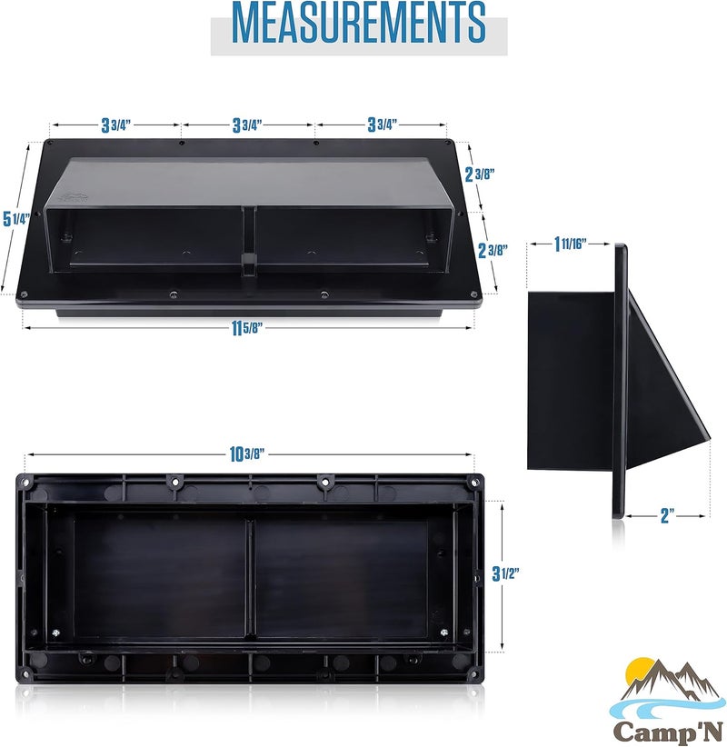 Camp'N RV Exhaust Vent Cover (Black) - Perfect RV Stove Vent Cover Replacement for Trailers, Campers, Motorhomes - Easy to Install with Hardware Included - Image 4