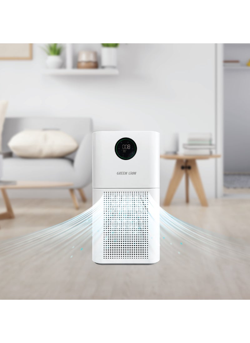 GREEN LION - Intelligent 3 Layer Air Purifier / UV Sterilize Disinfection / Activated Carbon Filter / OLED Touch Display / 4 Speed Control / PM2.5 Sensor / Timer Setting / HEPA Filter / WiFi Control - White - Image 1