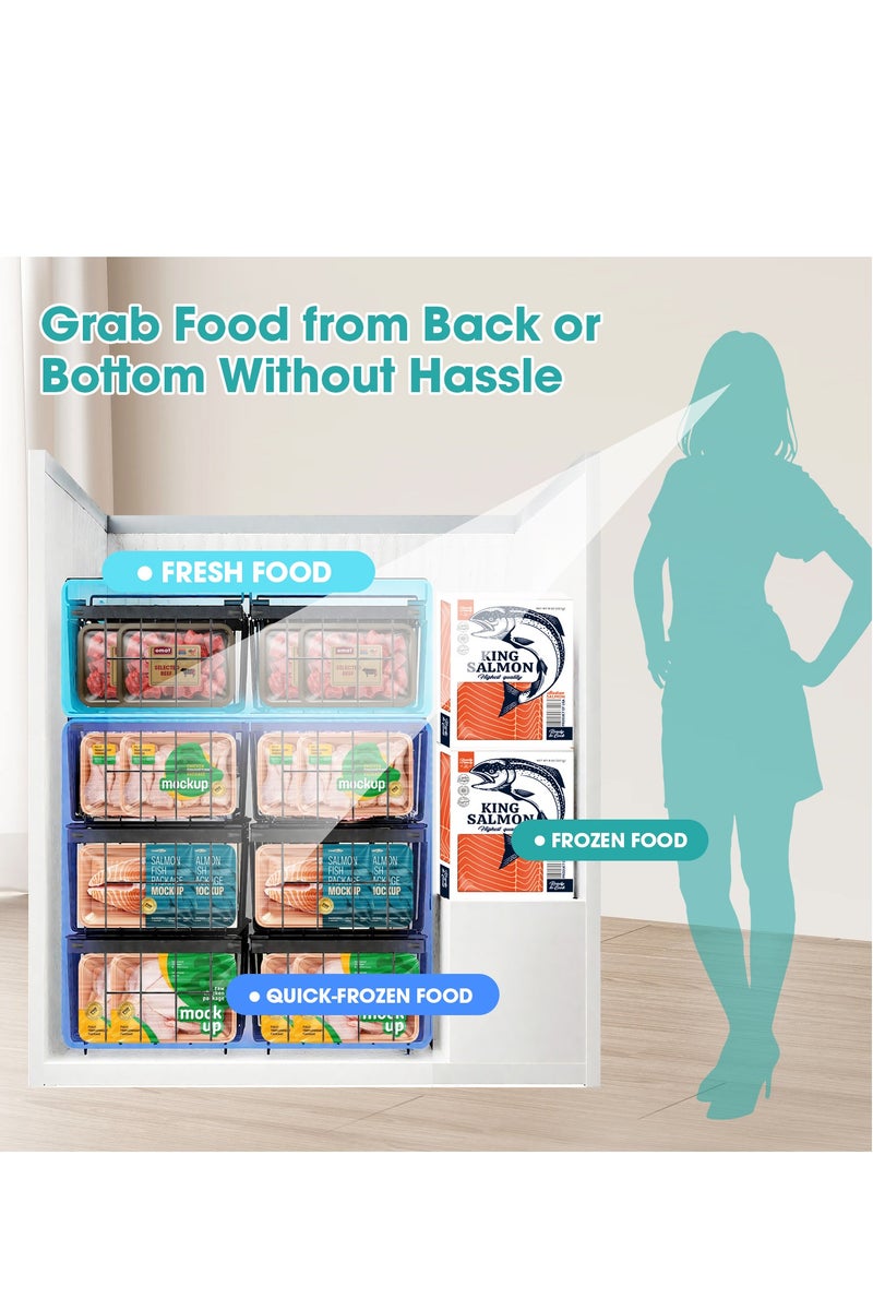 Stacking Adjustable Freezer Organizer Bins - Fit 10 to 20 Cu Ft Chest Freezer, 2 Pack Large Scalable  Stackable Deep Freezer Organizer Bins Sort and Easily Get Food without Digging in the Freezer, Black Adjustable Freezer Organizer Bins - Image 4