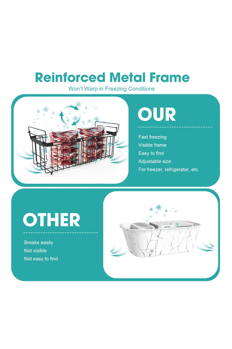 Stacking Adjustable Freezer Organizer Bins - Fit 10 to 20 Cu Ft Chest Freezer, 2 Pack Large Scalable  Stackable Deep Freezer Organizer Bins Sort and Easily Get Food without Digging in the Freezer, Black Adjustable Freezer Organizer Bins - Image 3
