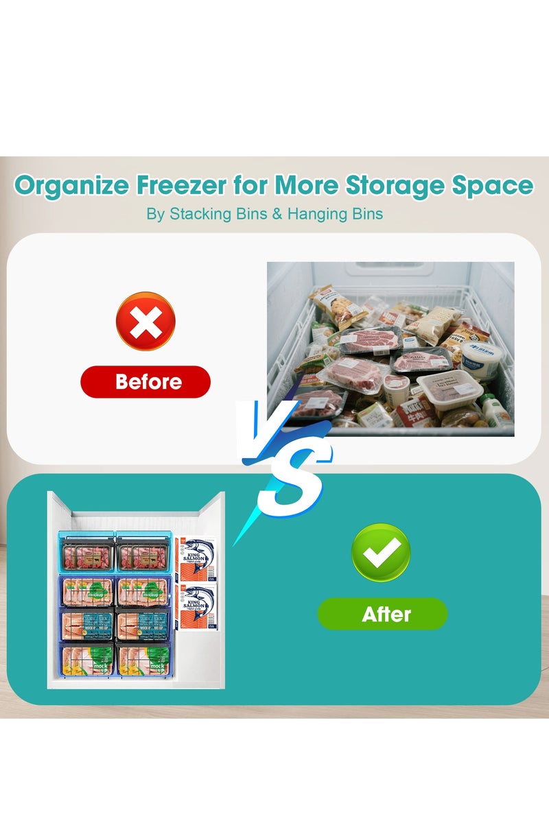 Stacking Adjustable Freezer Organizer Bins - Fit 10 to 20 Cu Ft Chest Freezer, 2 Pack Large Scalable  Stackable Deep Freezer Organizer Bins Sort and Easily Get Food without Digging in the Freezer, Black Adjustable Freezer Organizer Bins - Image 5