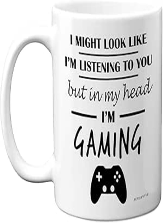 Stuff4 Gamer Gifts for Men and Women - 'In My Head I'm Gaming' Video Gaming Mug for Girls and Boys - 11oz Ceramic Dishwasher Safe Premium Cup