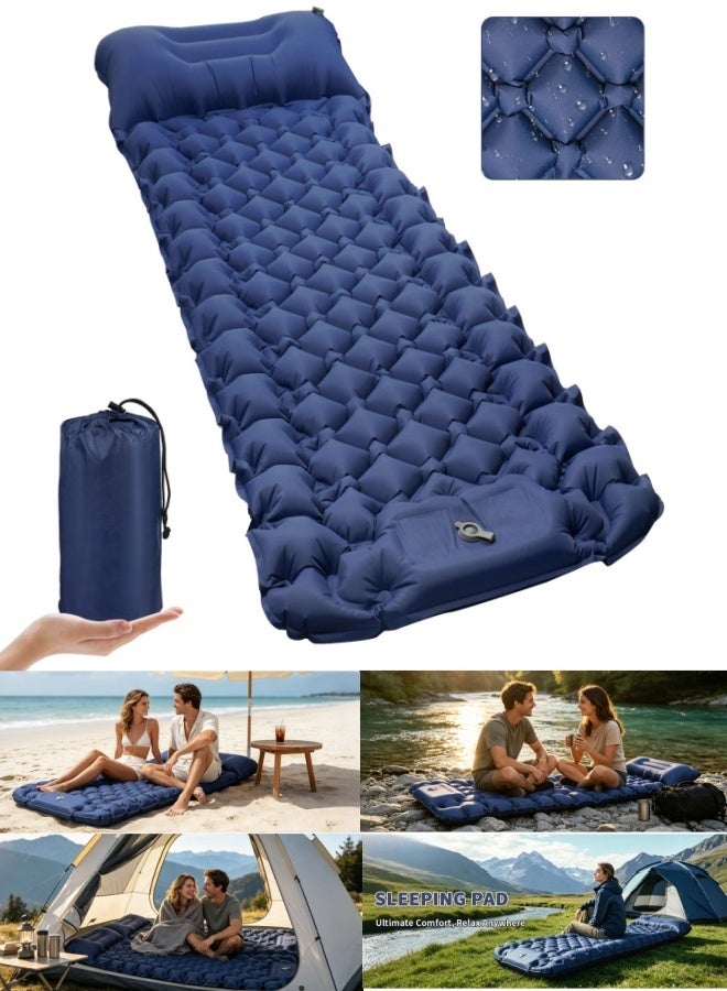 BESTPEAK Single Ultralight Inflatable Camping Sleeping Pad With Built-In Foot Pump & Integrated Pillow, Waterproof Ripstop TPU Air Mattress, Compact Portable Sleeping Mat for Backpacking Hiking Tent Car Travel Outdoor Picnic - Image 1