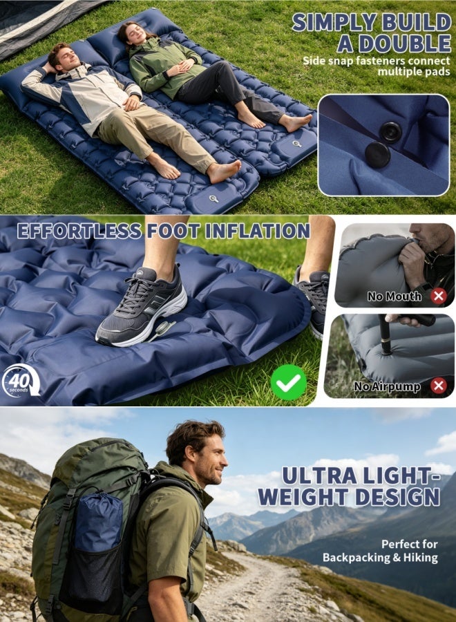 BESTPEAK Single Ultralight Inflatable Camping Sleeping Pad With Built-In Foot Pump & Integrated Pillow, Waterproof Ripstop TPU Air Mattress, Compact Portable Sleeping Mat for Backpacking Hiking Tent Car Travel Outdoor Picnic - Image 5