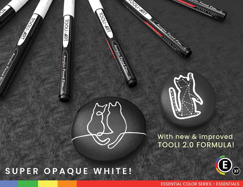 TOOLI-ART Black And White Acrylic Paint Markers Paint Pens Set For Rock Painting, Canvas, Mugs, Metal, Glass Paint, Fabric, Wood, DIY. Non Toxic, Quick Dry,Waterbas (EXTRA FINE) - Image 5