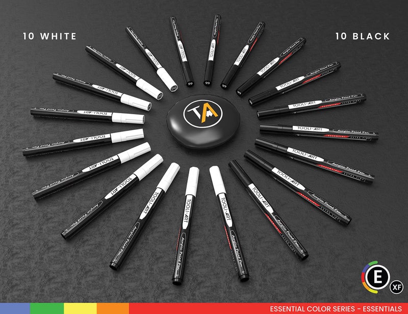 TOOLI-ART Black And White Acrylic Paint Markers Paint Pens Set For Rock Painting, Canvas, Mugs, Metal, Glass Paint, Fabric, Wood, DIY. Non Toxic, Quick Dry,Waterbas (EXTRA FINE) - Image 3