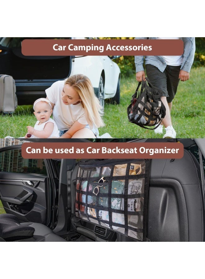 Upgrade Car Ceiling Cargo Net Pocket,31.5"x21.6" Strengthen Load-Bearing and Droop Less Double-Layer Mesh Car Roof Storage Organizer,Truck SUV Travel Long Road Trip Camping Interior Accessories - Image 4