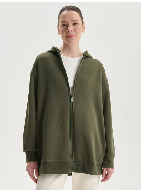 Hooded Oversize Women's Zipper Sweatshirt