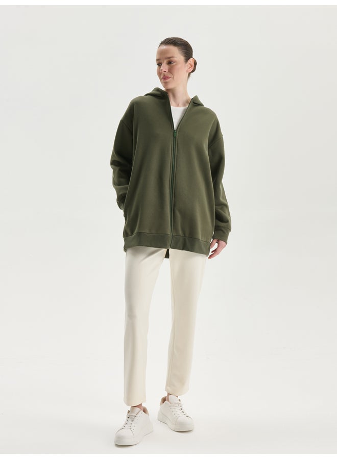 LC WAIKIKI Hooded Oversize Women's Zipper Sweatshirt - Image 2