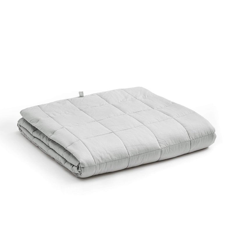 YnM YnM OekoTex Certified Premium 60 x 80 Inch 20 Pound Cotton Calming Heavy Weighted Blanket with Glass Beads for Queen and King Beds Light Grey  - Image 1