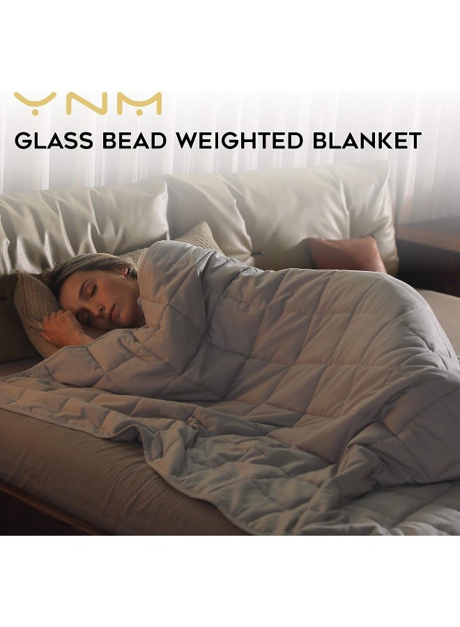 YnM YnM OekoTex Certified Premium 60 x 80 Inch 20 Pound Cotton Calming Heavy Weighted Blanket with Glass Beads for Queen and King Beds Light Grey  - Image 4
