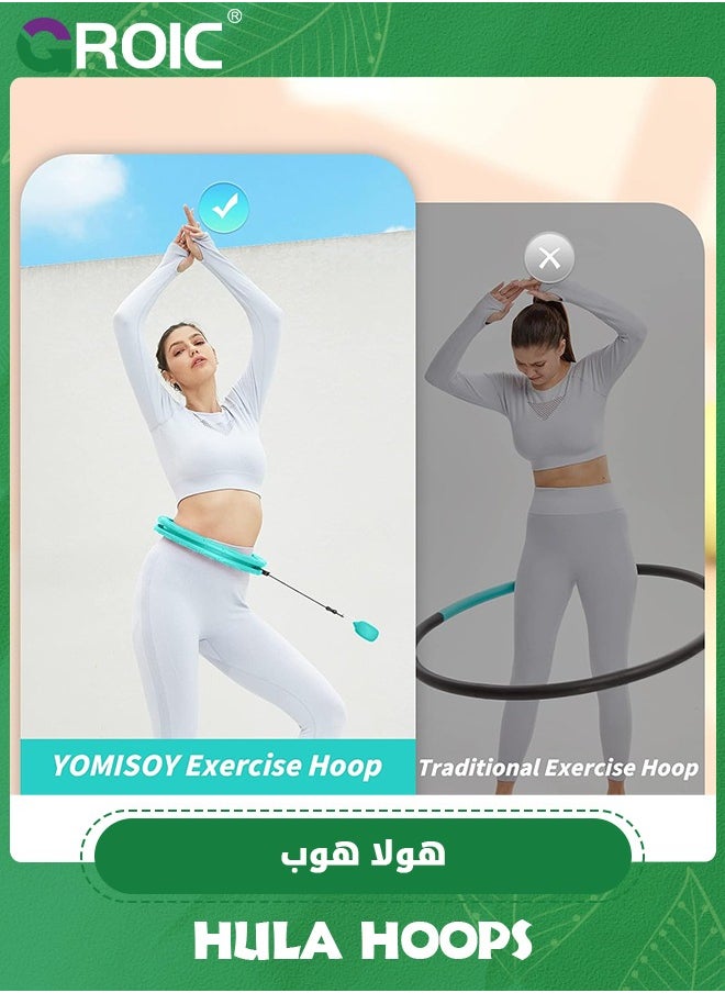 GROIC - Weighted Hula Circle Hoops for Adults Weight Loss, Infinity Hoop Fit Plus Size 55 Inch, 24 Detachable Links, Exercise Hoola Hoop Suitable for Women and Beginners with Sports Sweating Belt - Image 1