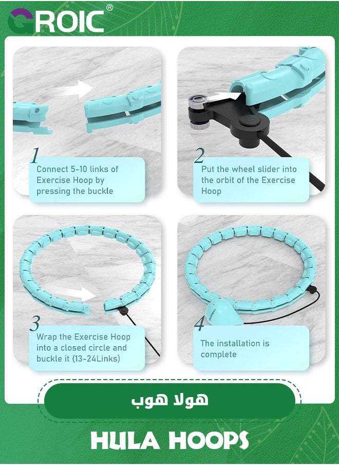 GROIC - Weighted Hula Circle Hoops for Adults Weight Loss, Infinity Hoop Fit Plus Size 55 Inch, 24 Detachable Links, Exercise Hoola Hoop Suitable for Women and Beginners with Sports Sweating Belt - Image 1