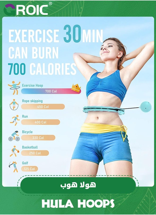 GROIC - Weighted Hula Circle Hoops for Adults Weight Loss, Infinity Hoop Fit Plus Size 55 Inch, 24 Detachable Links, Exercise Hoola Hoop Suitable for Women and Beginners with Sports Sweating Belt - Image 1