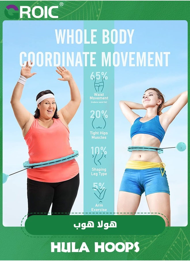 GROIC - Weighted Hula Circle Hoops for Adults Weight Loss, Infinity Hoop Fit Plus Size 55 Inch, 24 Detachable Links, Exercise Hoola Hoop Suitable for Women and Beginners with Sports Sweating Belt - Image 1